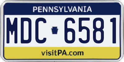 PA license plate MDC6581