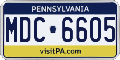 PA license plate MDC6605