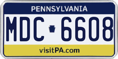 PA license plate MDC6608