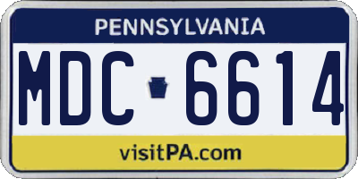 PA license plate MDC6614