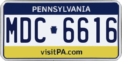 PA license plate MDC6616