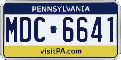 PA license plate MDC6641