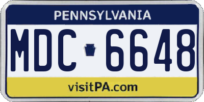 PA license plate MDC6648