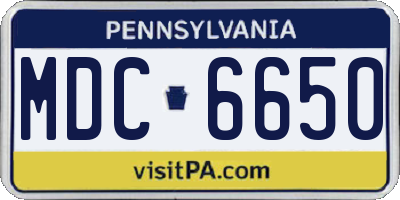 PA license plate MDC6650