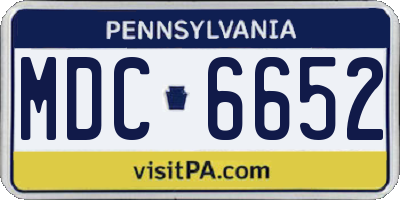 PA license plate MDC6652