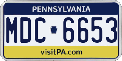 PA license plate MDC6653