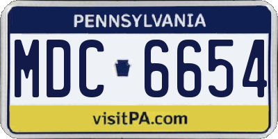 PA license plate MDC6654