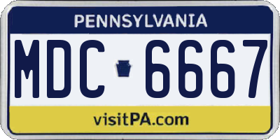 PA license plate MDC6667