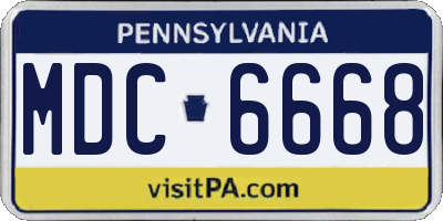 PA license plate MDC6668