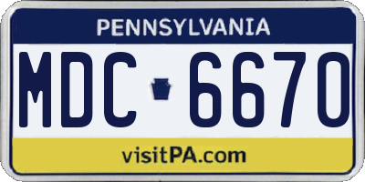 PA license plate MDC6670