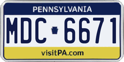 PA license plate MDC6671
