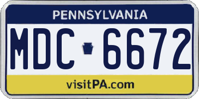 PA license plate MDC6672