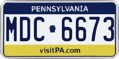 PA license plate MDC6673