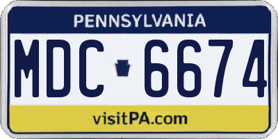 PA license plate MDC6674