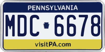 PA license plate MDC6678