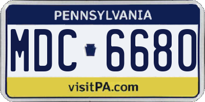 PA license plate MDC6680