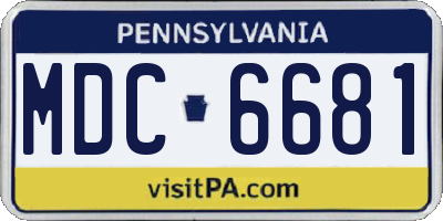 PA license plate MDC6681