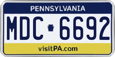 PA license plate MDC6692