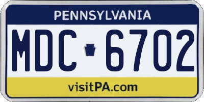 PA license plate MDC6702