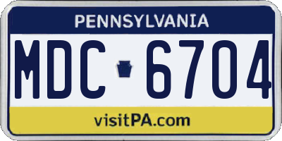 PA license plate MDC6704