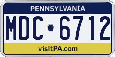 PA license plate MDC6712