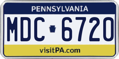 PA license plate MDC6720