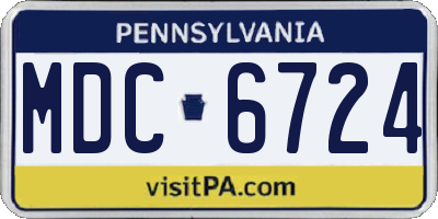 PA license plate MDC6724