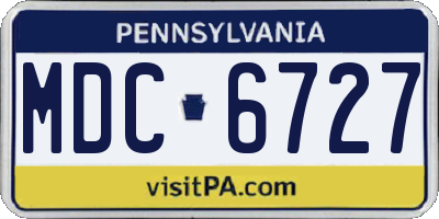 PA license plate MDC6727