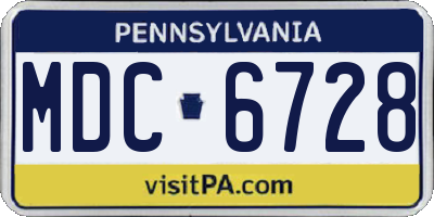 PA license plate MDC6728