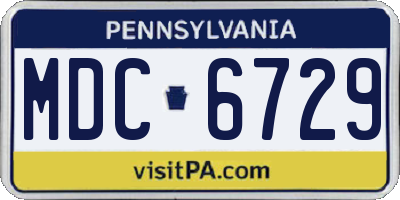 PA license plate MDC6729