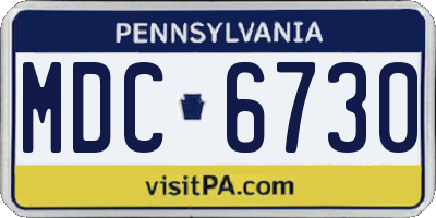 PA license plate MDC6730