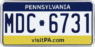 PA license plate MDC6731