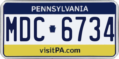 PA license plate MDC6734