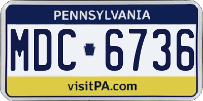 PA license plate MDC6736