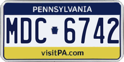 PA license plate MDC6742