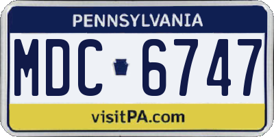 PA license plate MDC6747