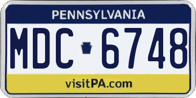 PA license plate MDC6748