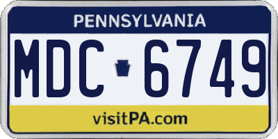 PA license plate MDC6749