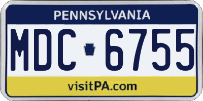 PA license plate MDC6755