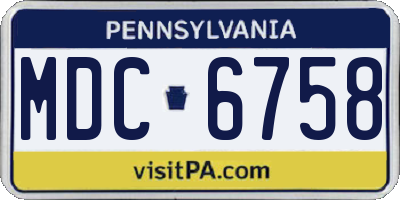 PA license plate MDC6758