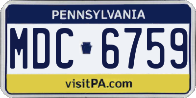 PA license plate MDC6759