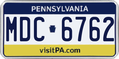 PA license plate MDC6762