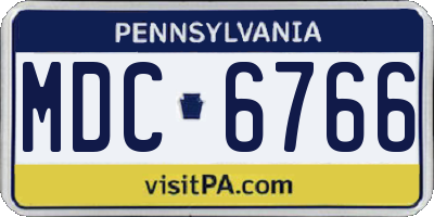 PA license plate MDC6766