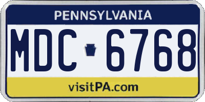PA license plate MDC6768
