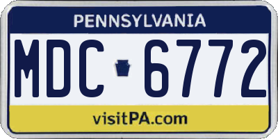 PA license plate MDC6772