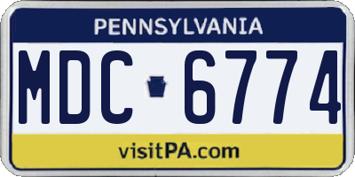 PA license plate MDC6774