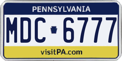 PA license plate MDC6777
