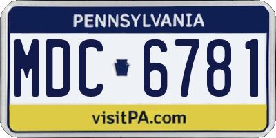 PA license plate MDC6781