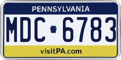 PA license plate MDC6783