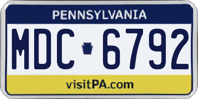 PA license plate MDC6792